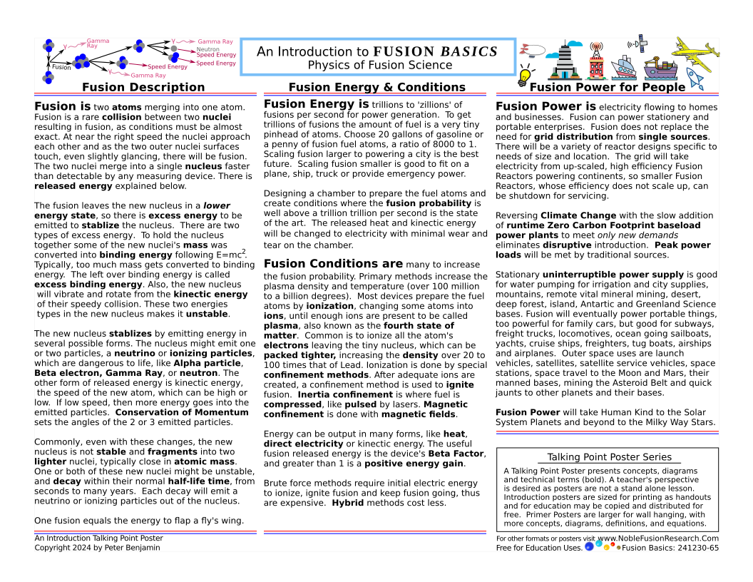An Introduction to Fusoin Basics: Physics of Fusion Energy - back side